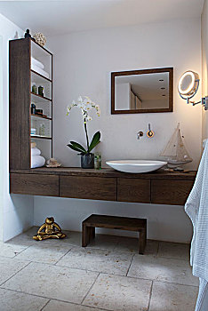 木质,盥洗盆,架子,浴室