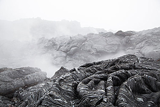 绳状熔岩,火山,堪察加半岛,俄罗斯,欧洲