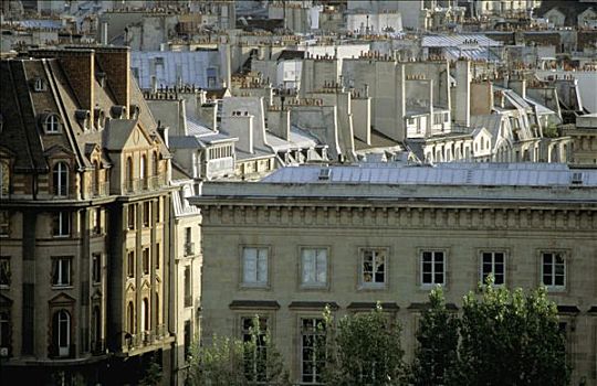法国,巴黎,全视图,屋顶