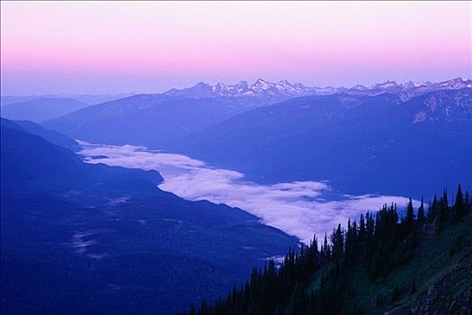 晨雾,爱达荷,顶峰,塞尔扣克山,不列颠哥伦比亚省,加拿大