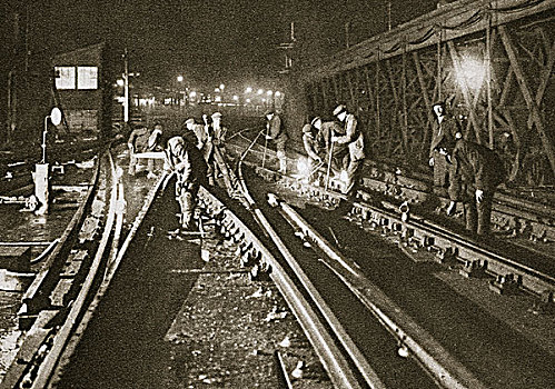 修理,轨道,穿过,桥,伦敦,20世纪