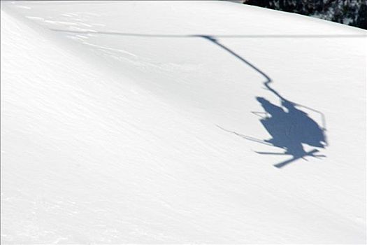 影子,滑雪缆车,雪