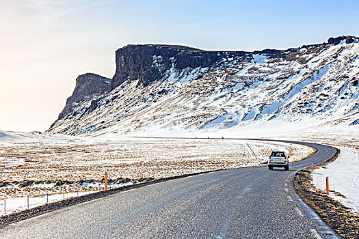 道路,冬天,山,冰岛