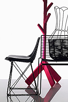 线,椅子,篮子,线框,外套,站立,包装,粉色,遮盖