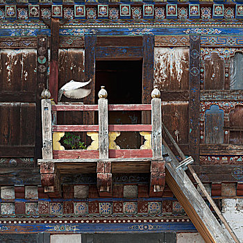 楼梯,露台,宫殿,布姆唐,地区,不丹