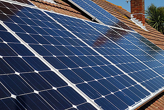 太阳能电池板,房子,屋顶,英格兰