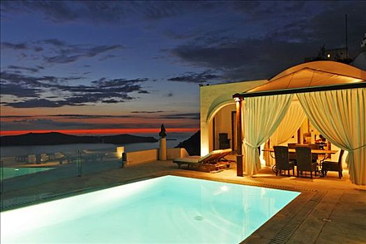 奢华,酒店,游泳池,锡拉岛,希腊
