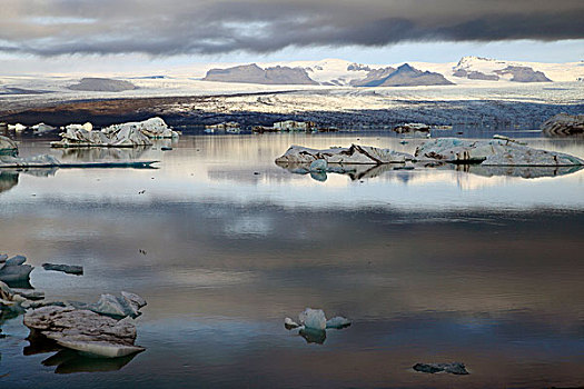 冰山,冰河,湖,正面,冰岛