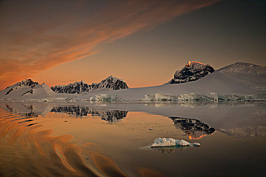 顶峰,日落,南极半岛,南极