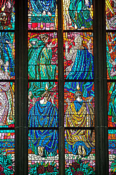 窗户,圣维特斯大教堂,布拉格,波希米亚,捷克共和国,欧洲
