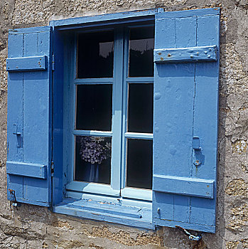 户外,窗户,蓝色,涂绘,百叶窗