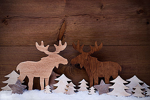 圣诞装饰,驼鹿,情侣,相爱,雪,树
