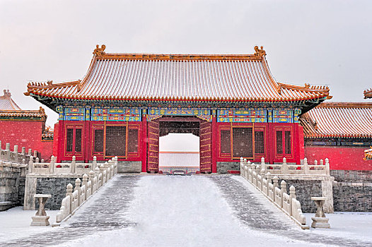 雪中的故宫中左门