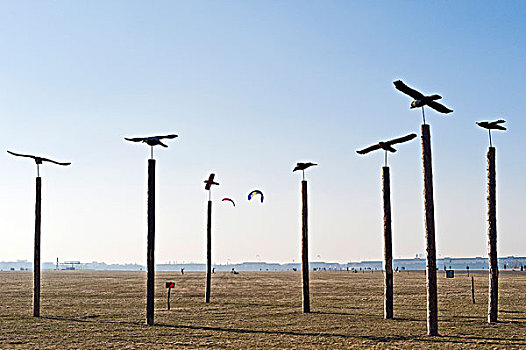 木,雕塑,公园,机场,柏林,德国,欧洲