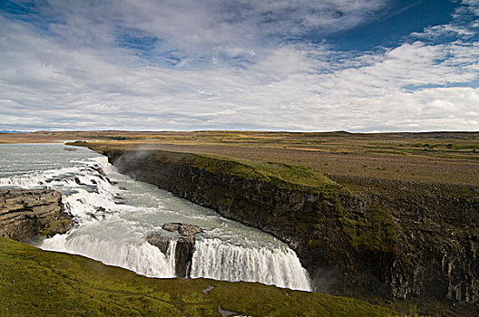 黄金瀑布,瀑布,冰岛,欧洲