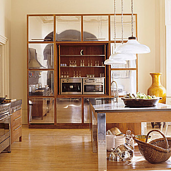 厨房操作台,柜橱,不锈钢,门,背景