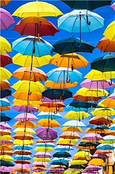 街道,装饰,彩色,伞,马德里