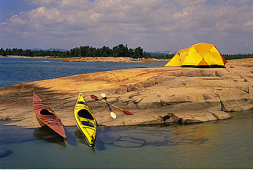 露营,漂流,设备,乔治亚湾,休伦湖,安大略省,加拿大