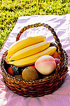 特写,种类,水果,野餐篮