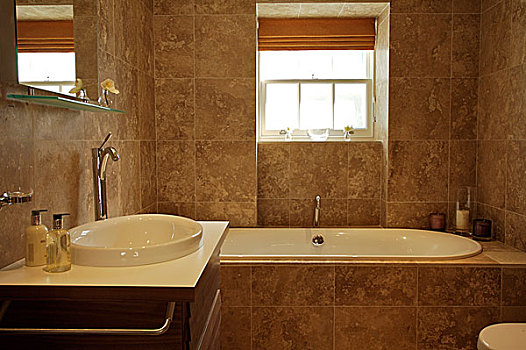 浴室,砖瓦,表面,椭圆,盥洗池