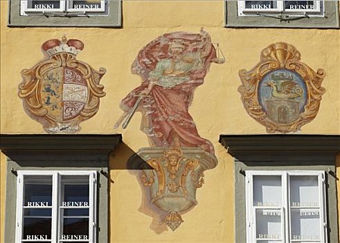 壁画,老市政厅,克拉根福,卡林西亚,奥地利,欧洲