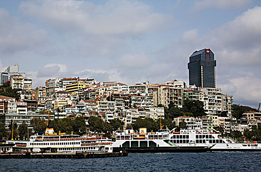 渡轮,船,停靠,博斯普鲁斯海峡,海峡,伊斯坦布尔,土耳其
