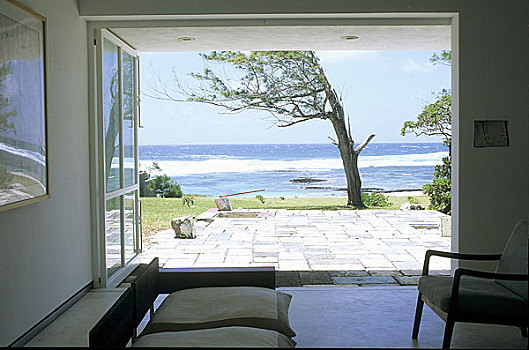 客厅,现代住宅,海洋,背景