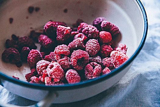 冰冻,树莓,碗
