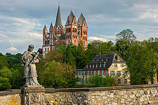 林堡,大教堂,雕塑,老,桥,黑森州,德国,欧洲