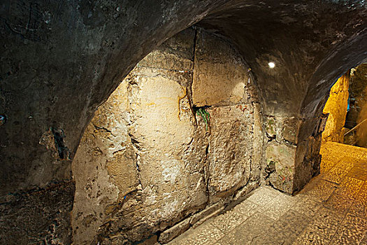 哭墙,隧道,地下,展示,满,长度,耶路撒冷,以色列