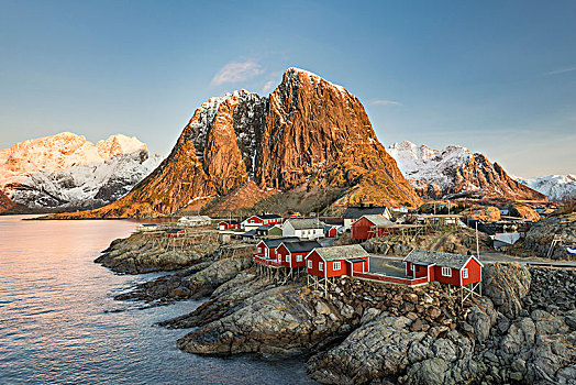 城镇风光,渔民,小屋,罗弗敦群岛,挪威,欧洲