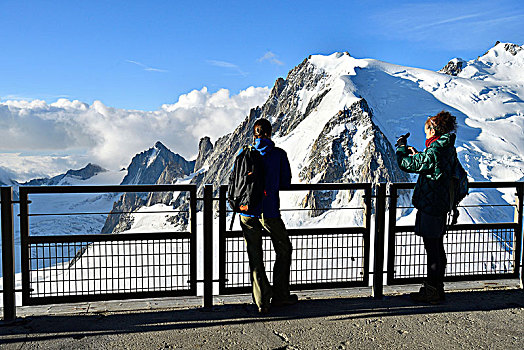 法国,上萨瓦省,夏蒙尼,勃朗峰,平台,顶峰,风景