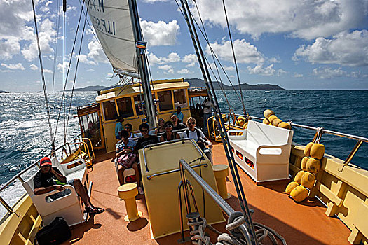 渡轮,拉迪格岛,普拉兰岛,后面,塞舌尔,非洲