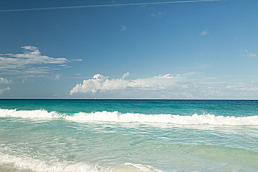 度假,旅行,背景,概念,蓝色海洋,海洋,白沙,天空,云