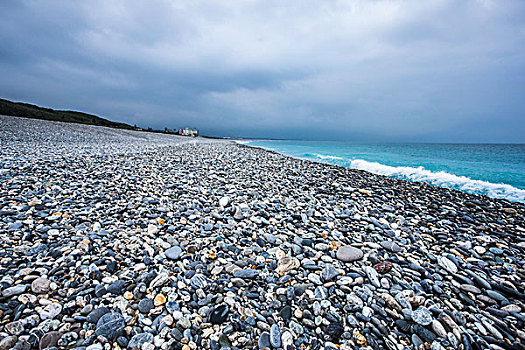 石头,海滩,海洋,天空