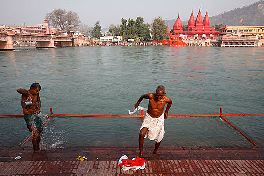 印度,浴,河边石梯