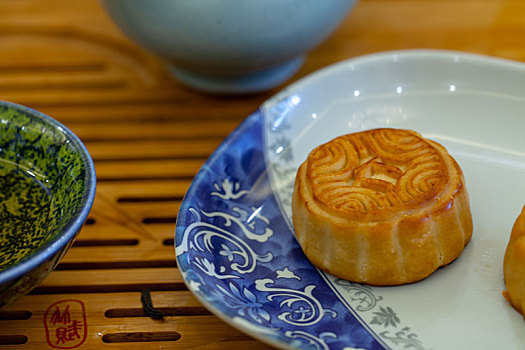 中国传统节日中秋节美食月饼特写