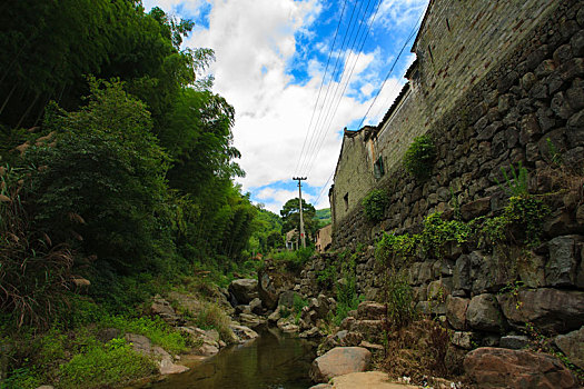 奉化,方家岙,古荡岙,山坳,山村,田园,自然,天空,蓝天