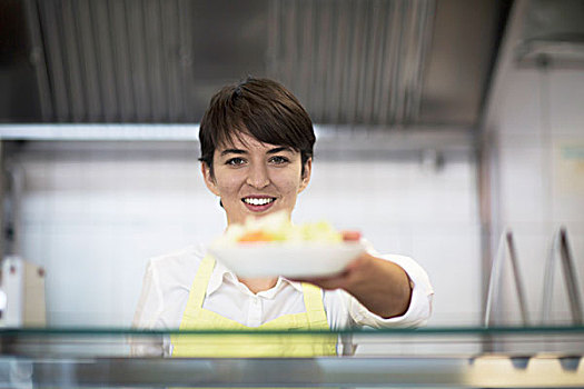 美女,食物,顾客,快餐,店