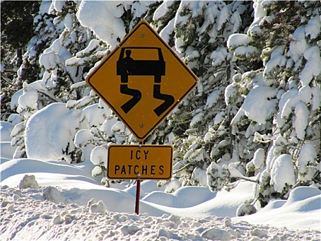 冰,道路警告标示