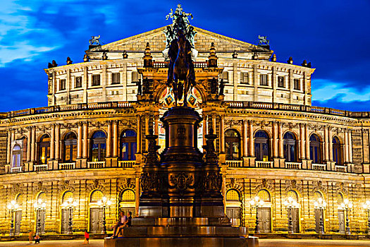 广场,塞帕歌剧院,纪念建筑,德累斯顿,萨克森,德国,欧洲