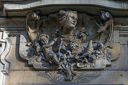 浮雕,宫殿,芒斯特,北莱茵威斯特伐利亚,德国,欧洲