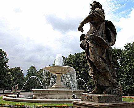 雕塑,喷泉,华沙,波兰,欧洲
