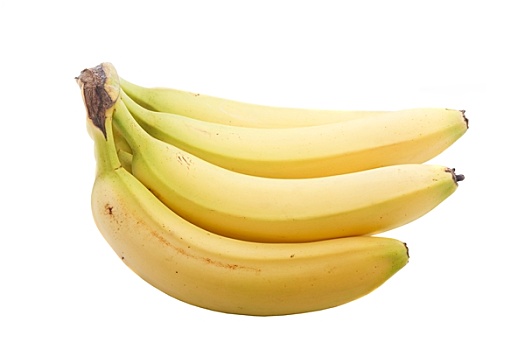 束,成熟,黄色,香蕉,白色背景