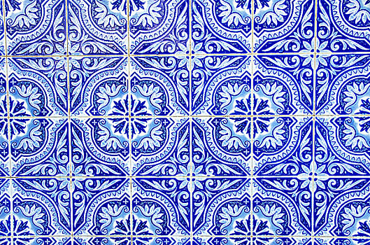 葡萄牙,蓝色,砖瓦,特写