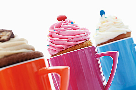 多样,杯形蛋糕,彩色,咖啡,大杯