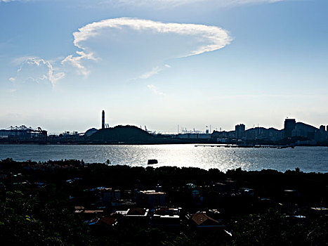 厦门傍晚城市海景