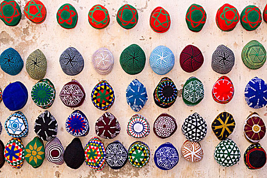 摩洛哥,苏维拉,彩色,帽子,悬挂,墙壁