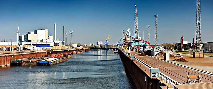 德国,萨克森安哈尔特,运河,港口,工业,靠近,易北河