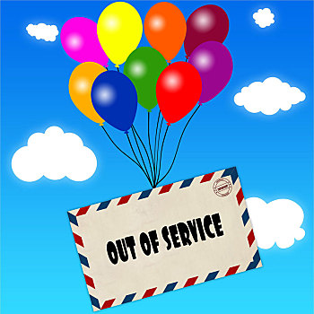 信封,室外,服务,信息,联结,彩色,气球,蓝色背景,天空,云,背景